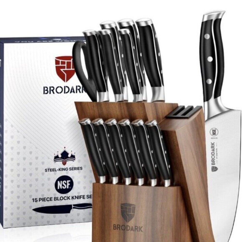 Brodark steel- king series 15 Piece Knife set With Block model‎ NY10108-15P